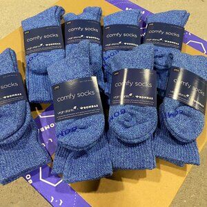 [8 Pairs] BNWT BOMBAS x Virgin Atlantic Blue Solid Calf Socks LARGE